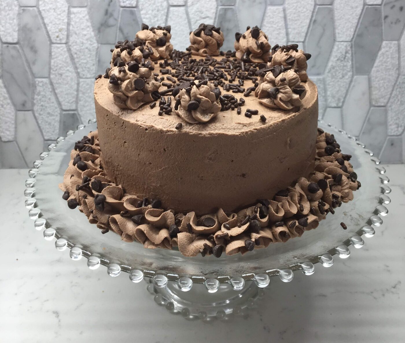 Triple chocolate layer cake